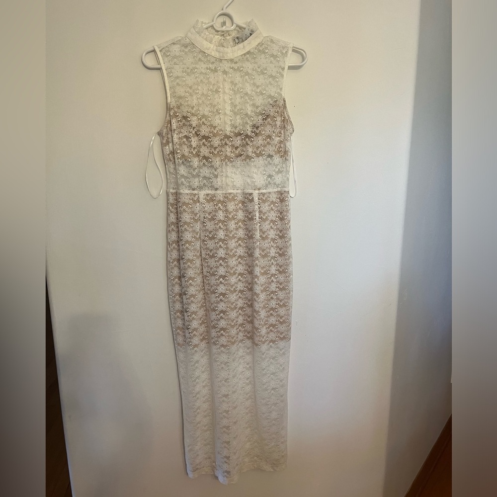 Lulus white lace midi dress
